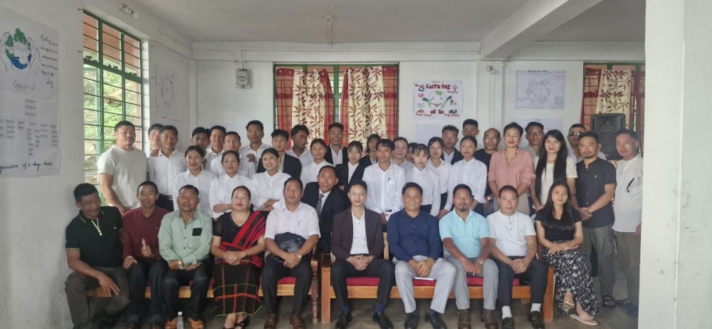 Successful F&B trainees with officials, trainers, and members of Team Metamorphosis during the valedictory and farewell programme held at the Wokha Sodexo Skill Training Center on June 13.